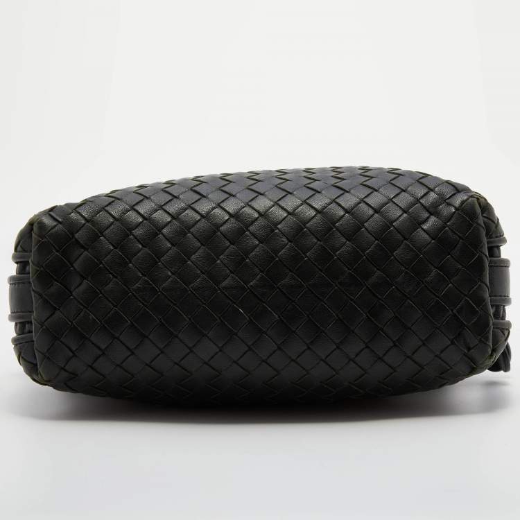 Pre Owned Bottega Veneta Dark Green Intrecciato Leather Nodini Double Zip Crossbody Bag