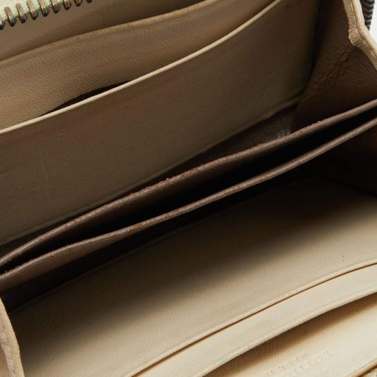 Pre Owned Bottega Veneta Beige Watersnake Leather Zip Coin Purse