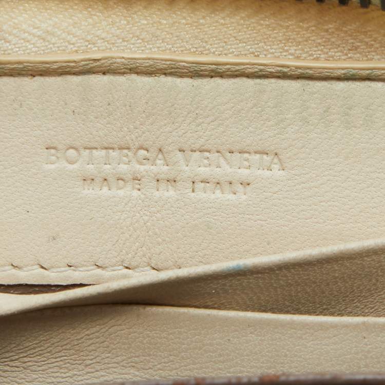 Pre Owned Bottega Veneta Beige Watersnake Leather Zip Coin Purse