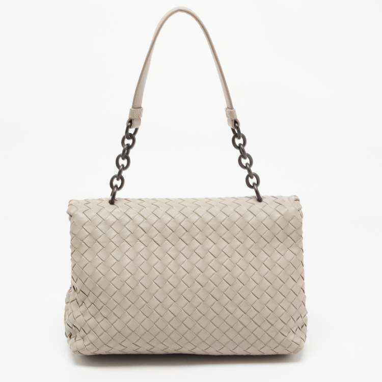 Pre Owned Bottega Veneta Beige Intrecciato Leather Olimpia Top Handle Bag