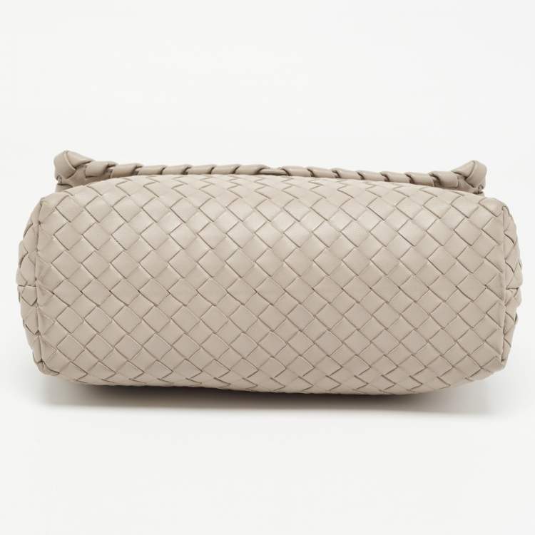 Pre Owned Bottega Veneta Beige Intrecciato Leather Olimpia Top Handle Bag