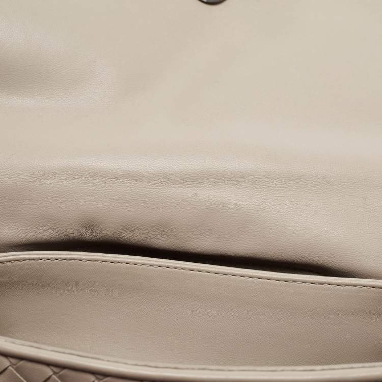 Pre Owned Bottega Veneta Beige Intrecciato Leather Olimpia Top Handle Bag
