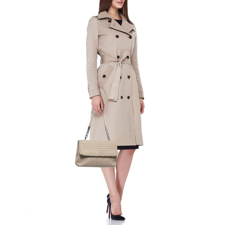 Pre Owned Bottega Veneta Beige Intrecciato Leather Olimpia Top Handle Bag