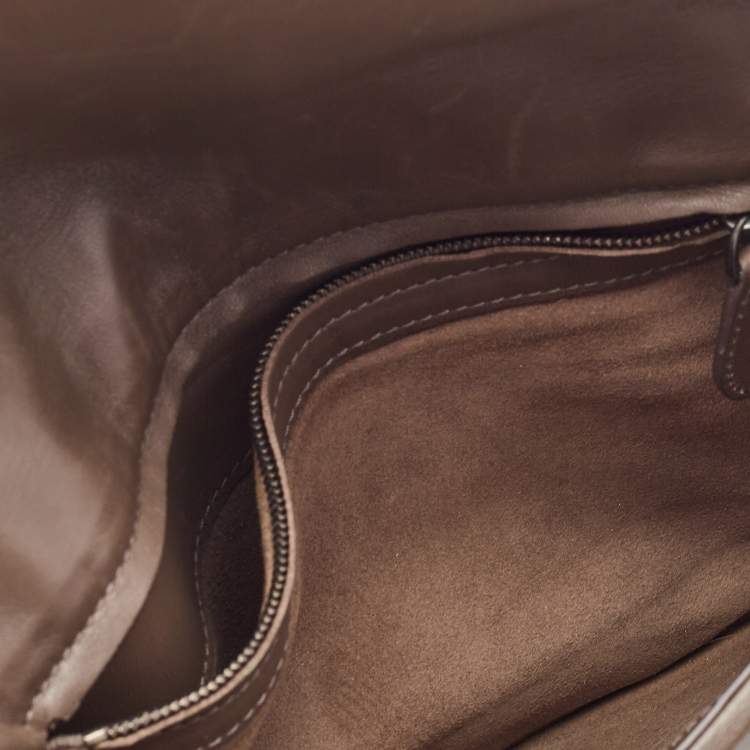 Pre Owned Bottega Veneta Dark Beige Python Envelope Clutch