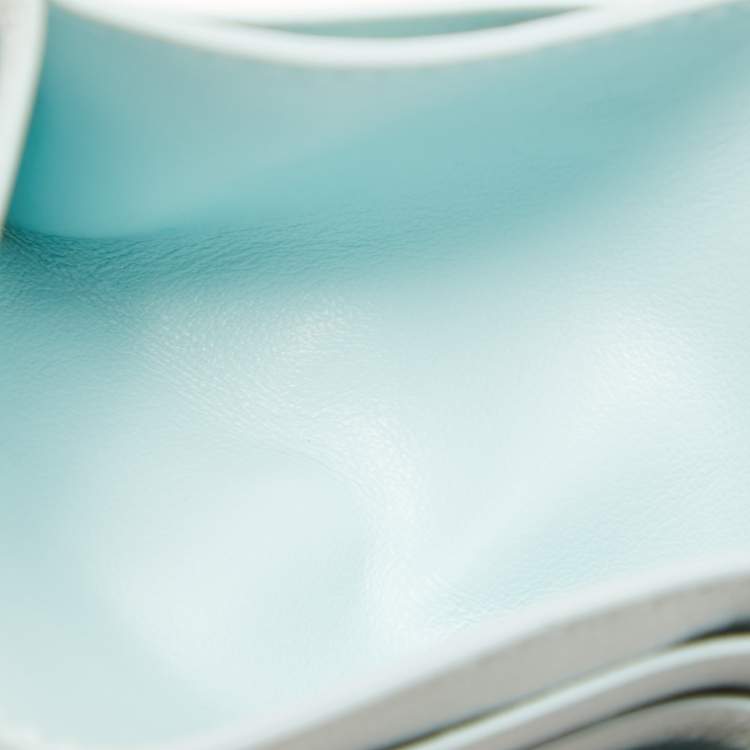 Pre Owned Bottega Veneta Light Blue Intrecciato Leather Card Holder