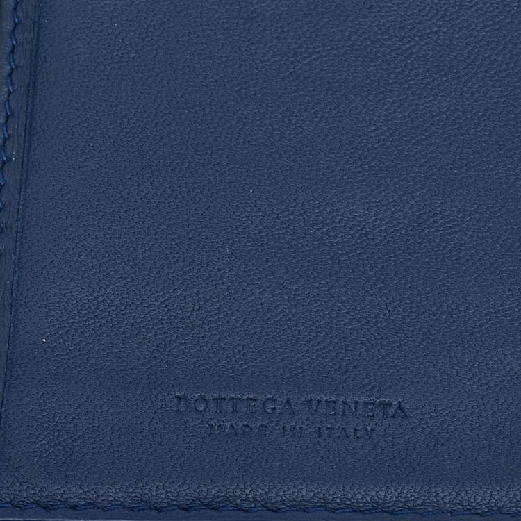Pre Owned Bottega Veneta Blue Intrecciato Leather Flap Continental Wallet