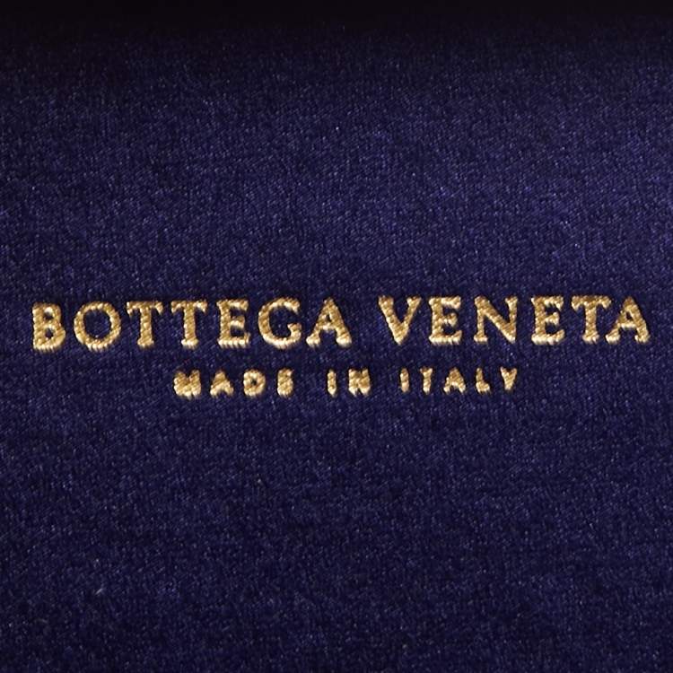 Pre Owned Bottega Veneta Blue Intrecciato Satin and Watersnake Leather Knot Chain Clutch