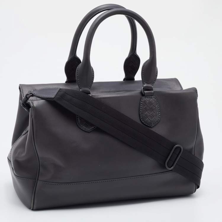 Pre Owned Bottega Veneta Grey Intrecciato Leather Tote