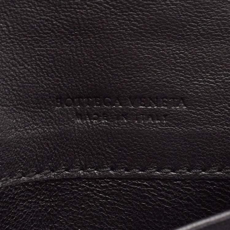 Pre Owned Bottega Veneta Black/Cream Intrecciato Houndstooth Flap Continental Wallet