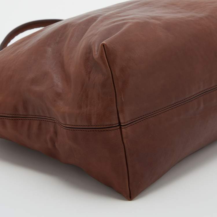 Pre Owned Bottega Veneta Brown Intrecciato Leather Tote