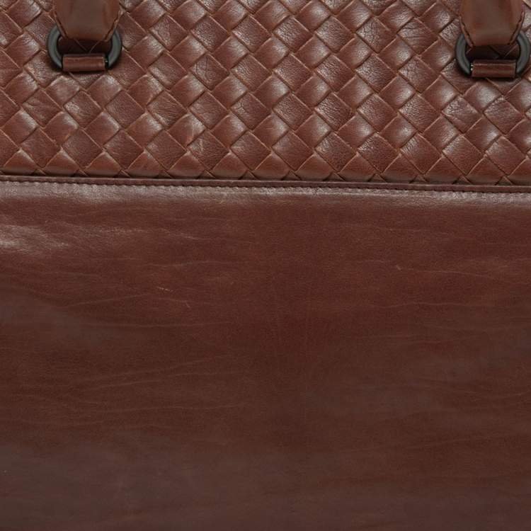 Pre Owned Bottega Veneta Brown Intrecciato Leather Tote