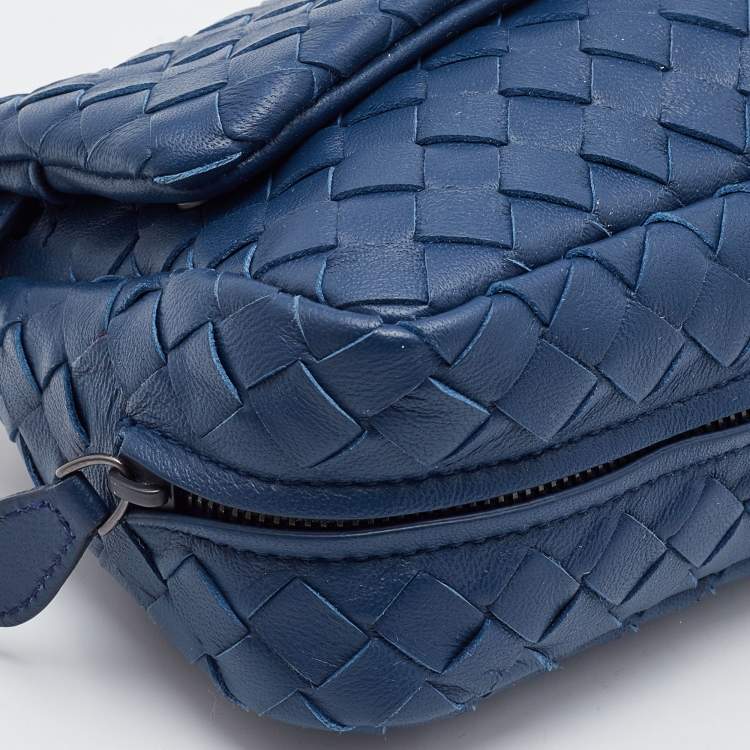 Pre Owned Bottega Veneta Blue Intreccaito Leather Olimpia Chain Bag
