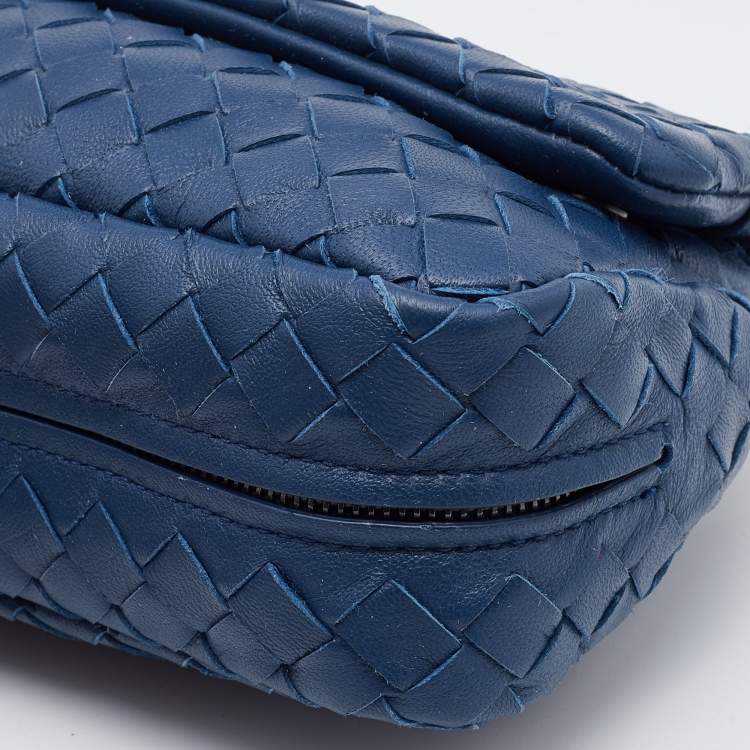 Pre Owned Bottega Veneta Blue Intreccaito Leather Olimpia Chain Bag