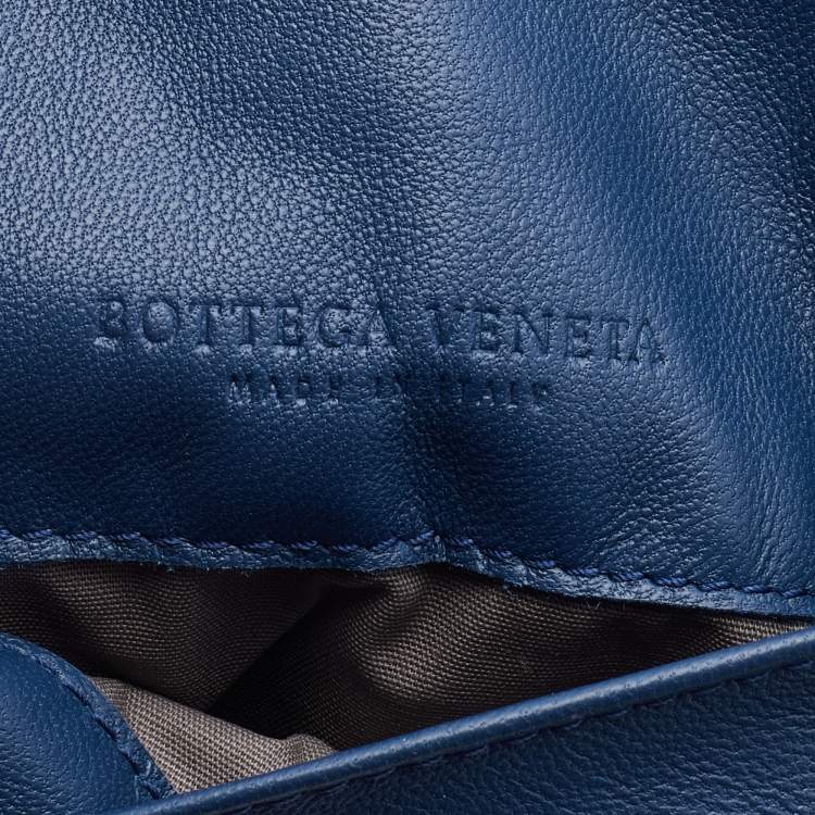 Pre Owned Bottega Veneta Blue Intreccaito Leather Olimpia Chain Bag