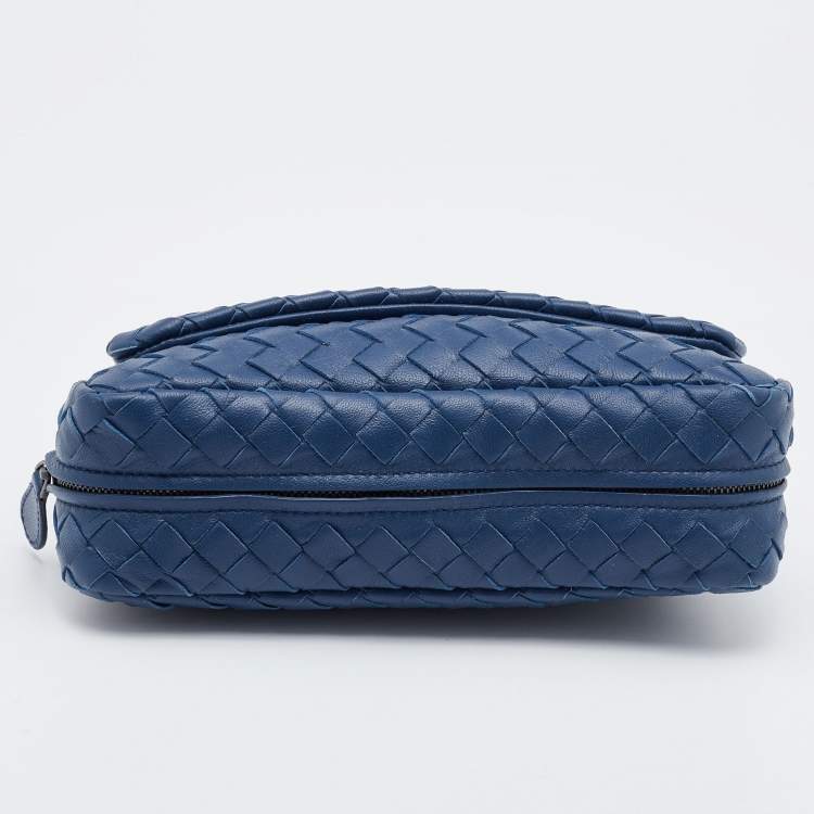 Pre Owned Bottega Veneta Blue Intreccaito Leather Olimpia Chain Bag