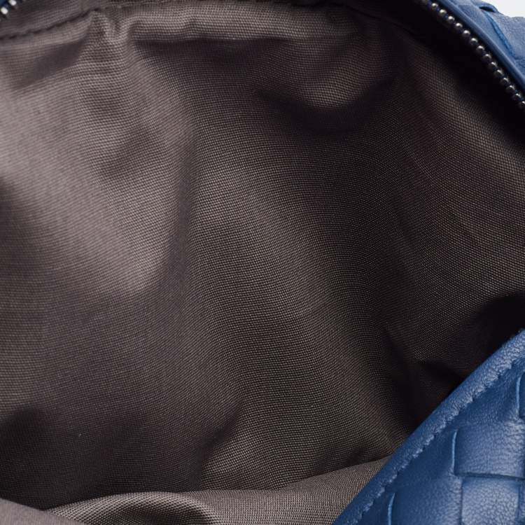 Pre Owned Bottega Veneta Blue Intreccaito Leather Olimpia Chain Bag