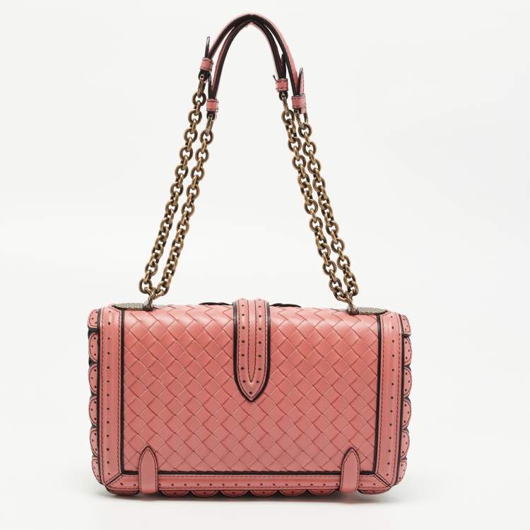 Pre Owned Bottega Veneta Old Rose Intrecciato Leather City Knot Shoulder Bag