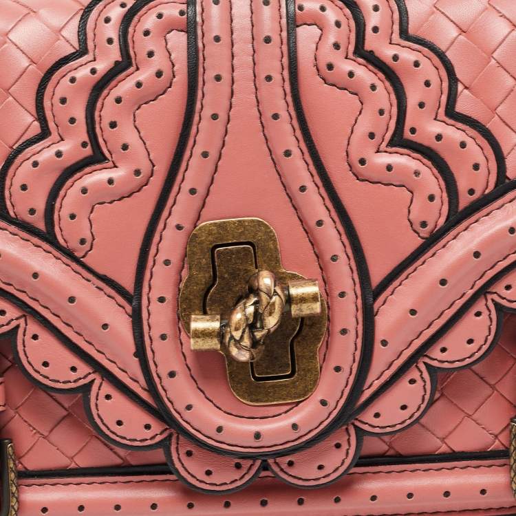 Pre Owned Bottega Veneta Old Rose Intrecciato Leather City Knot Shoulder Bag