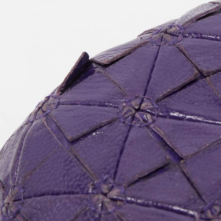 Pre Owned Bottega Veneta Purple Intrecciato Watersnake and Leather Knot Clutch