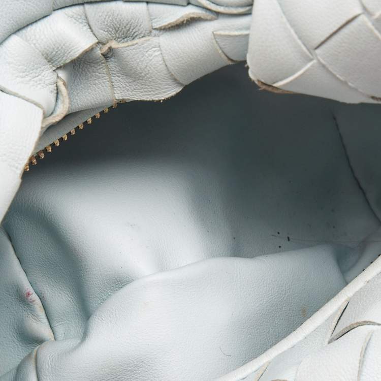 Pre Owned Bottega Veneta Light Blue Intrecciato Leather Mini Jodie Hobo