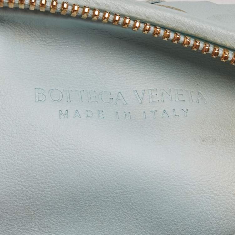 Pre Owned Bottega Veneta Light Blue Intrecciato Leather Mini Jodie Hobo