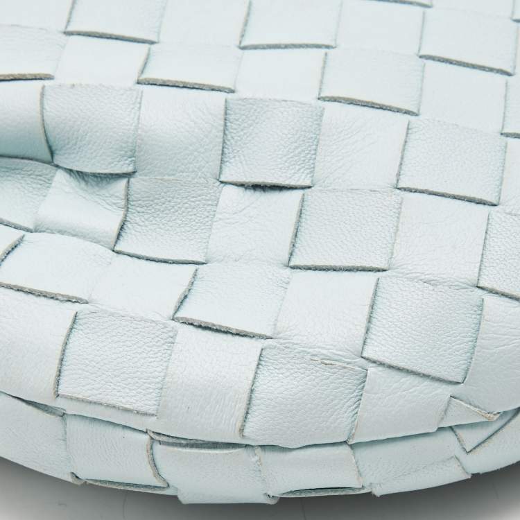 Pre Owned Bottega Veneta Light Blue Intrecciato Leather Mini Jodie Hobo