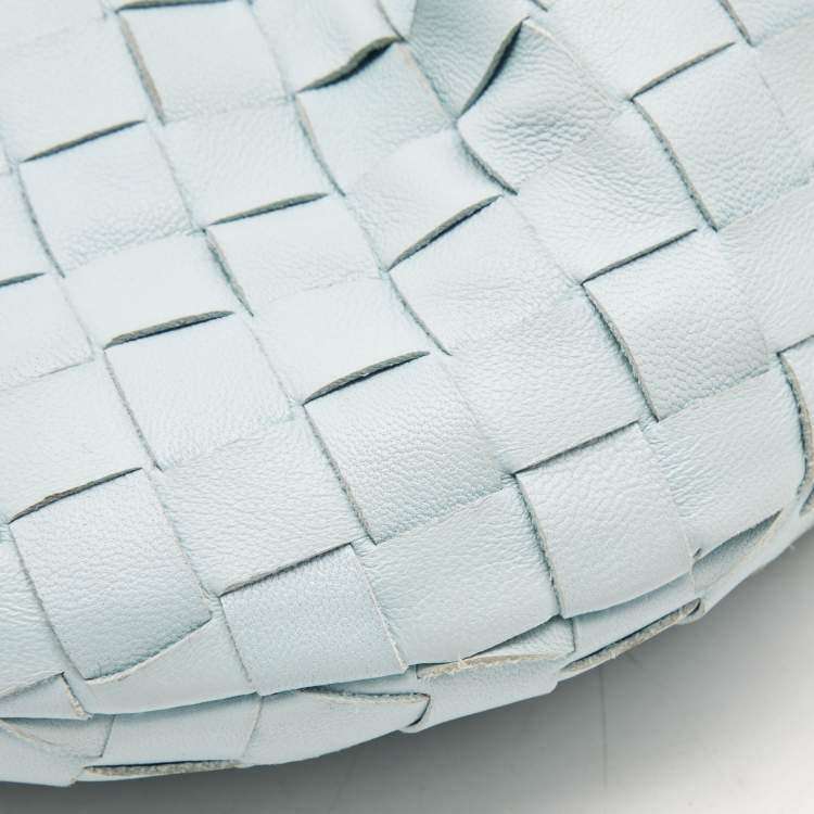 Pre Owned Bottega Veneta Light Blue Intrecciato Leather Mini Jodie Hobo