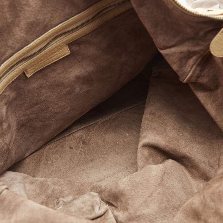 Pre Owned Bottega Veneta Beige Leather Intrecciato Detail Tote