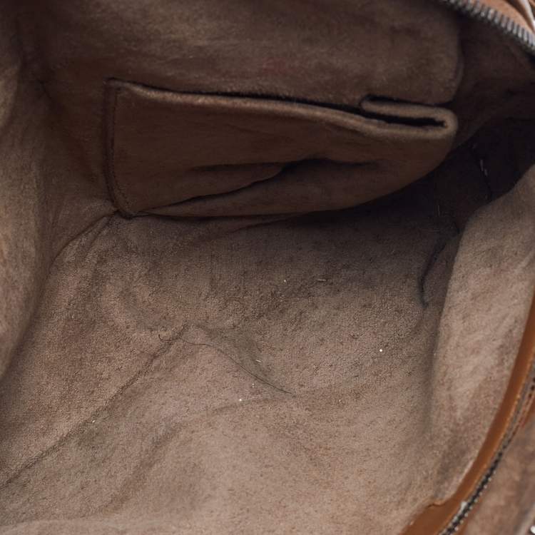 Pre Owned Bottega Veneta Dark Beige Intrecciato Leather Nodini Crossbody Bag