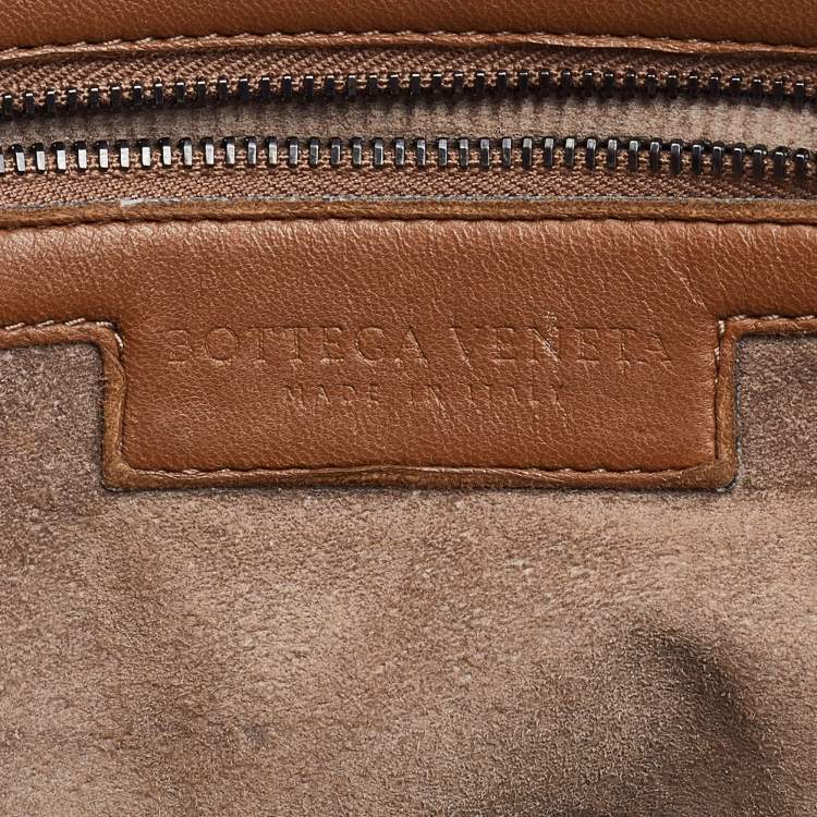 Pre Owned Bottega Veneta Dark Beige Intrecciato Leather Nodini Crossbody Bag