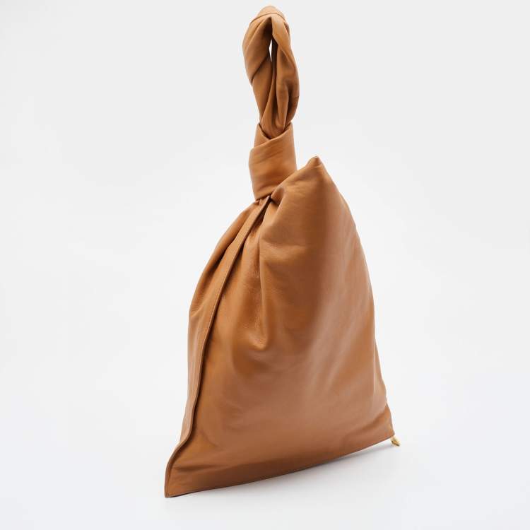 Pre Owned Bottega Veneta Tan Leather BV Knotted Twist Clutch