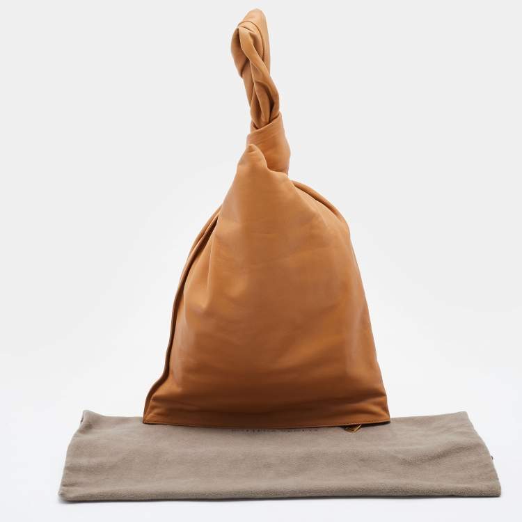 Pre Owned Bottega Veneta Tan Leather BV Knotted Twist Clutch