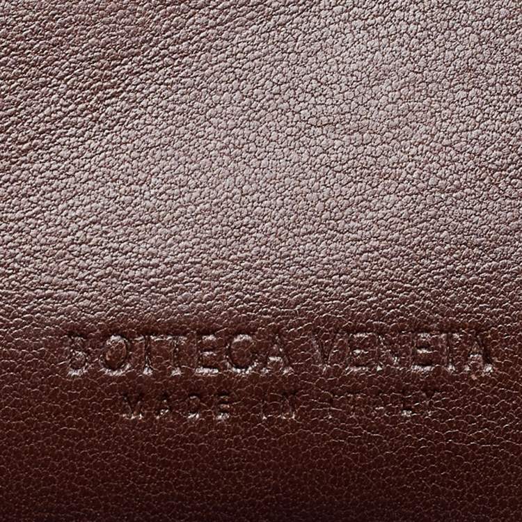 مملوكة مسبقًا Bottega Veneta Brown Intrecciato Leather Zip Card Holder 