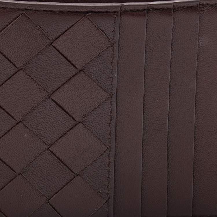 مملوكة مسبقًا Bottega Veneta Brown Intrecciato Leather Zip Card Holder 