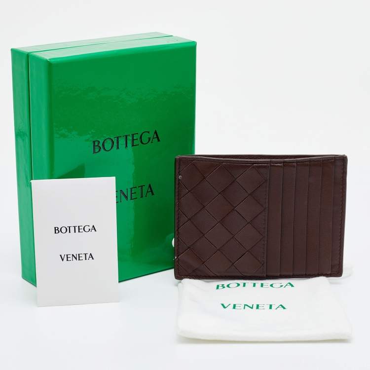 مملوكة مسبقًا Bottega Veneta Brown Intrecciato Leather Zip Card Holder 