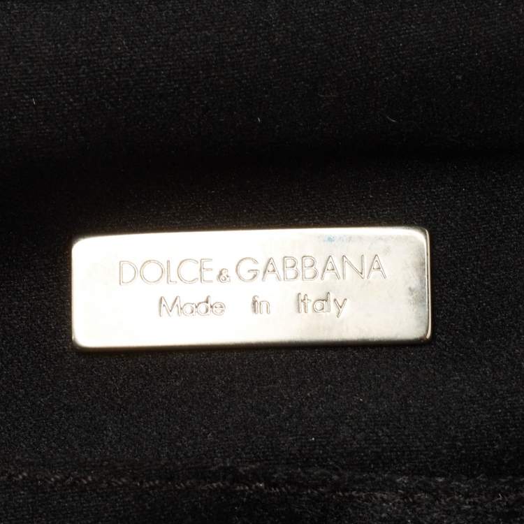 Pre Owned Dolce & Gabbana Black/Yellow Leopard Print Fabric Frame Pochette