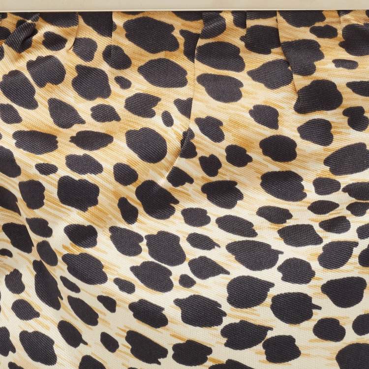 Pre Owned Dolce & Gabbana Black/Yellow Leopard Print Fabric Frame Pochette