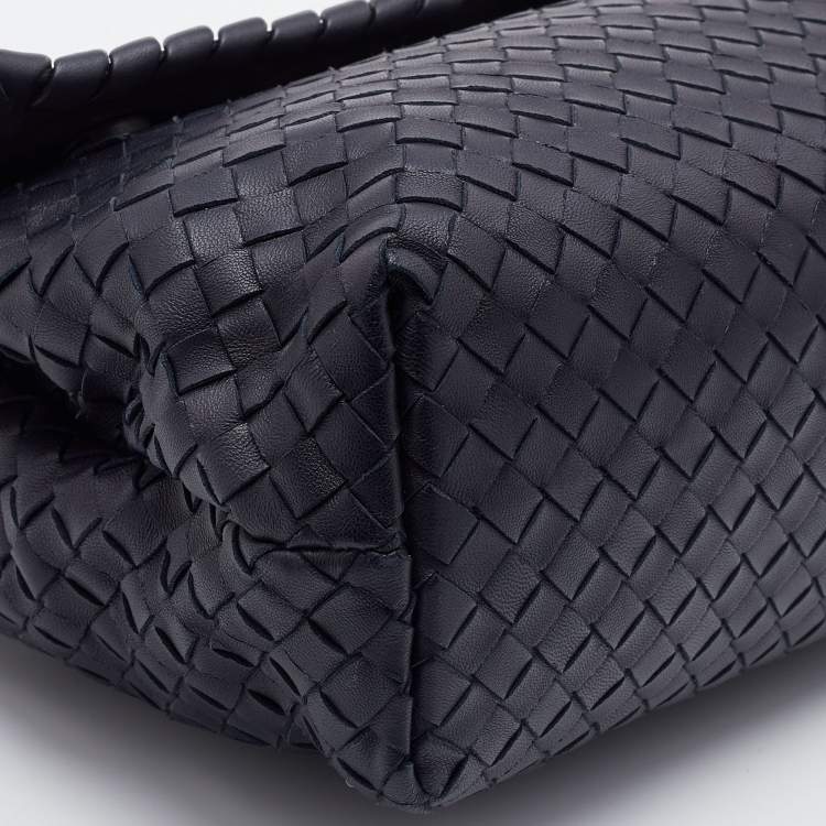 Pre Owned Bottega Veneta Black Intrecciato Leather Medium Olimpia Shoulder Bag