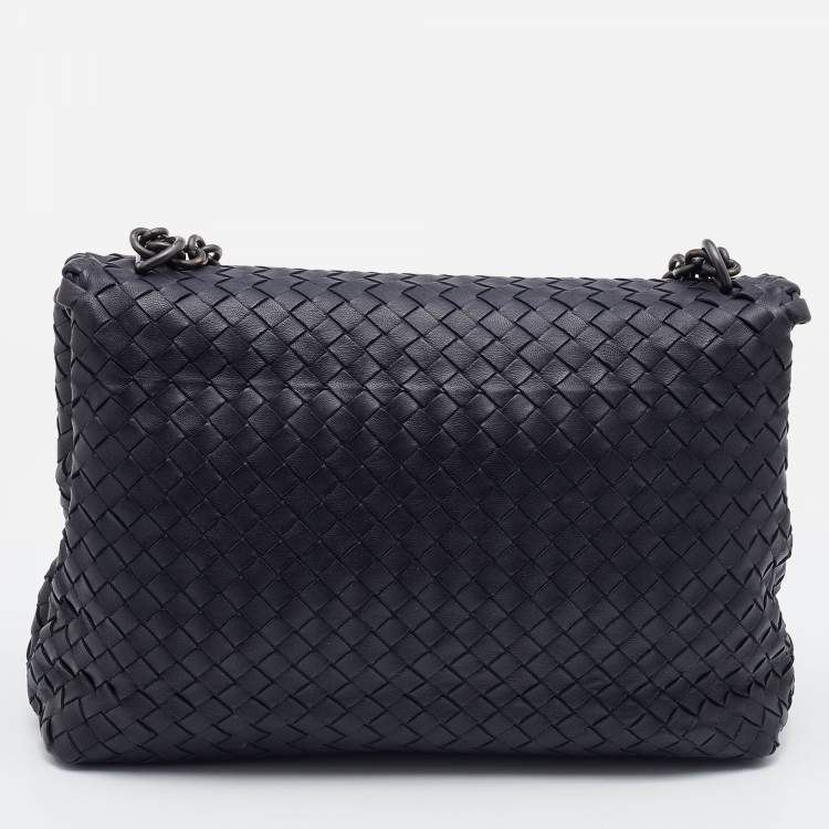 Pre Owned Bottega Veneta Black Intrecciato Leather Medium Olimpia Shoulder Bag