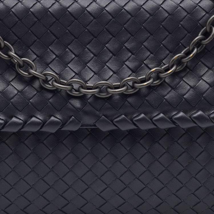 Pre Owned Bottega Veneta Black Intrecciato Leather Medium Olimpia Shoulder Bag