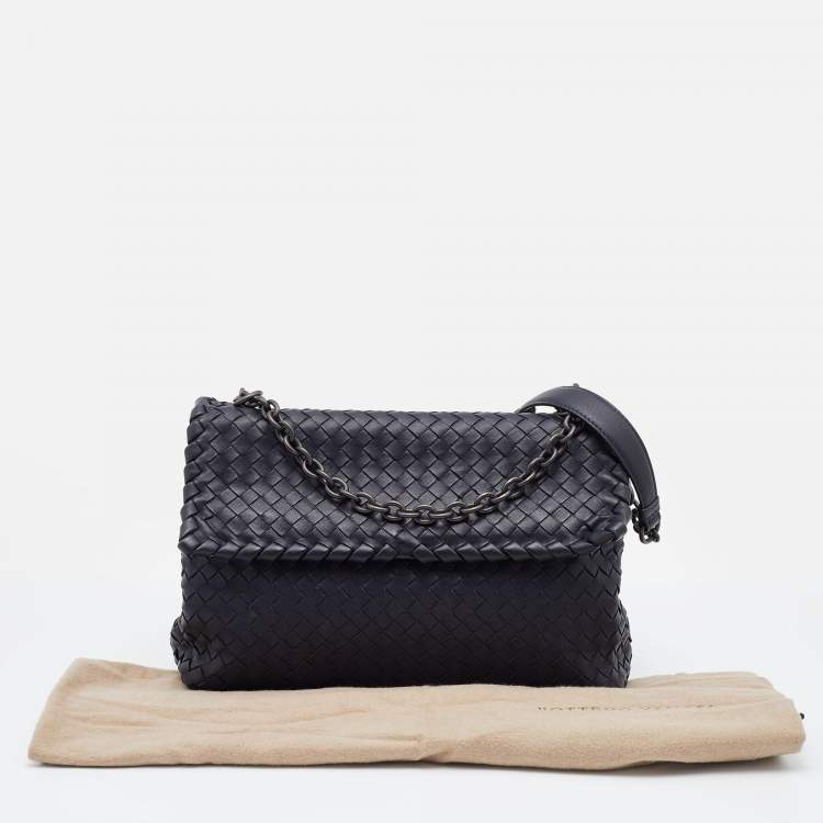 Pre Owned Bottega Veneta Black Intrecciato Leather Medium Olimpia Shoulder Bag