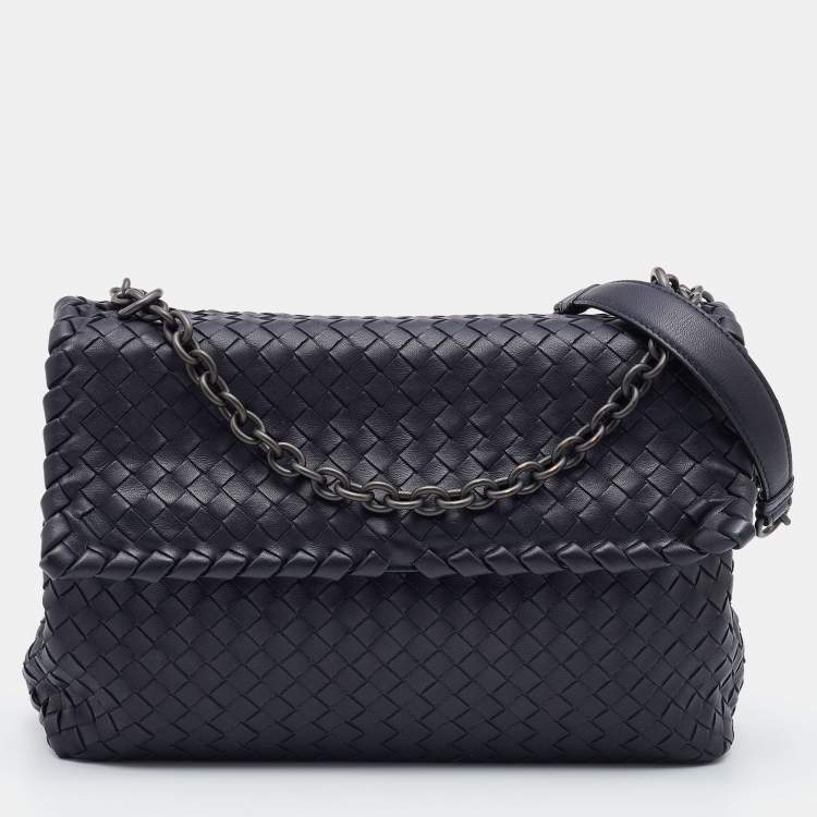 Pre Owned Bottega Veneta Black Intrecciato Leather Medium Olimpia Shoulder Bag