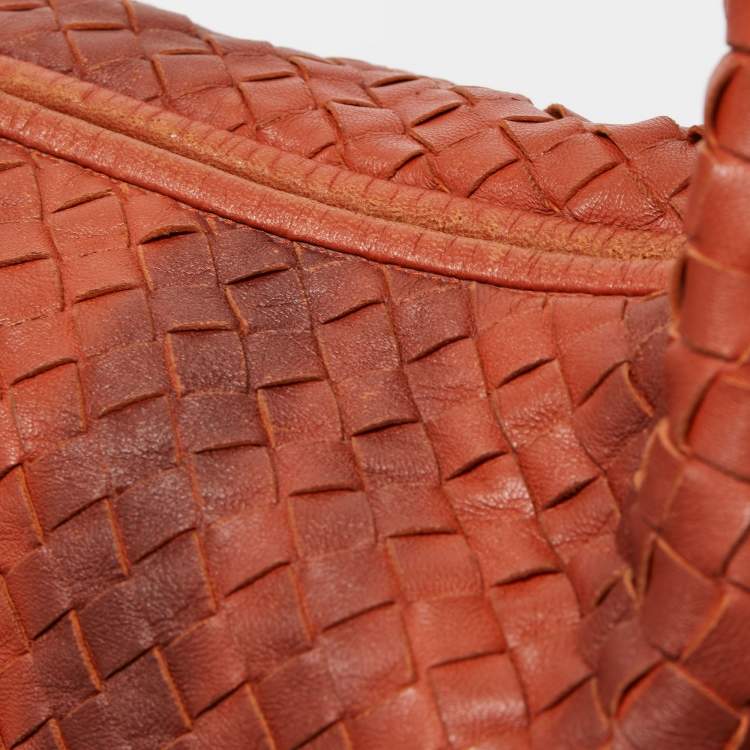 Pre Owned Bottega Veneta Two-Tone Brown Intrecciato Leather Large Hobo
