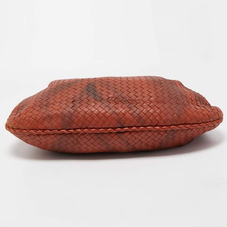 Pre Owned Bottega Veneta Two-Tone Brown Intrecciato Leather Large Hobo