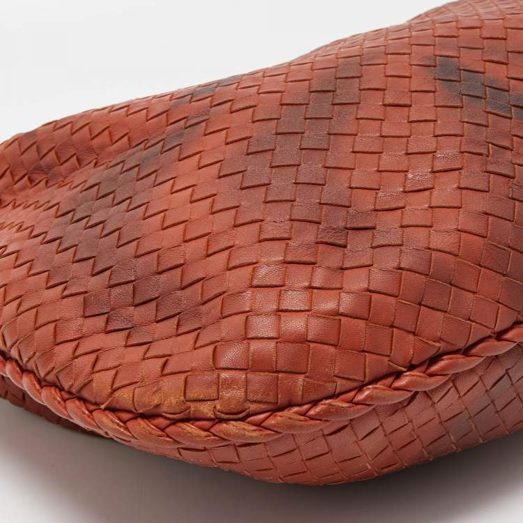 Pre Owned Bottega Veneta Two-Tone Brown Intrecciato Leather Large Hobo