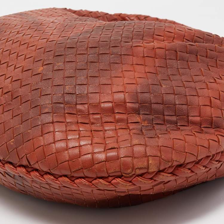 Pre Owned Bottega Veneta Two-Tone Brown Intrecciato Leather Large Hobo