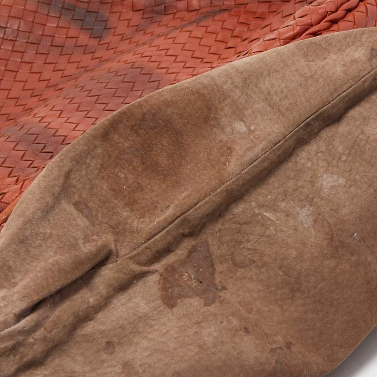 Pre Owned Bottega Veneta Two-Tone Brown Intrecciato Leather Large Hobo