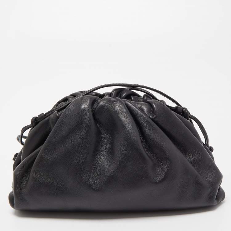 Pre Owned Bottega Veneta Black Leather Mini The Pouch Bag