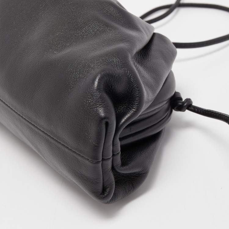 Pre Owned Bottega Veneta Black Leather Mini The Pouch Bag