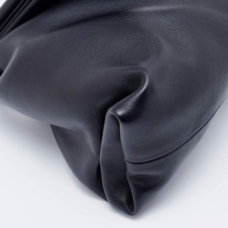 Pre Owned Bottega Veneta Black Leather Trine Envelope Clutch